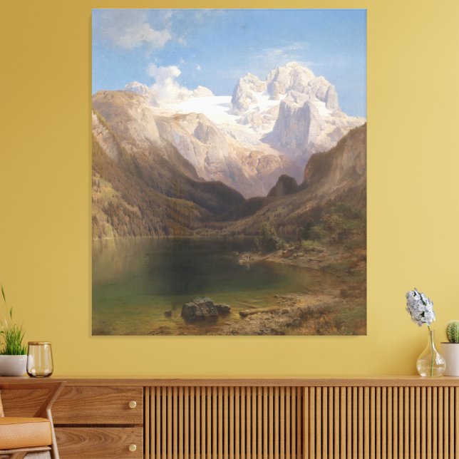Visa från Sjö Gosau till Dachstein Canvastryck (Insitu (Vardagsrum))