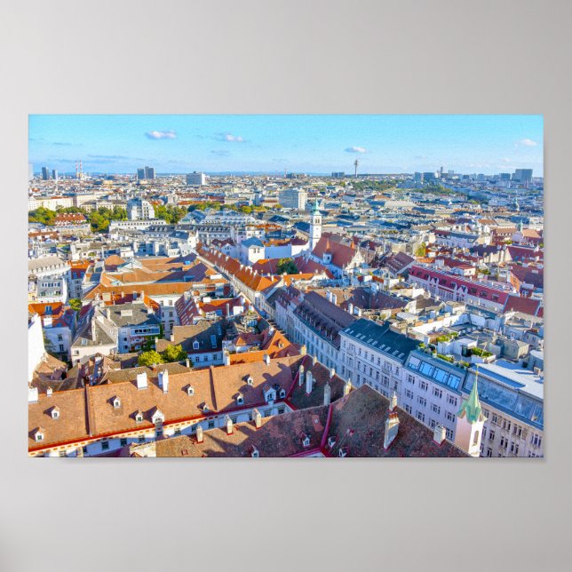 Visa från St. Stephen's Cathedral Torn, Wien Poster (Framsidan)