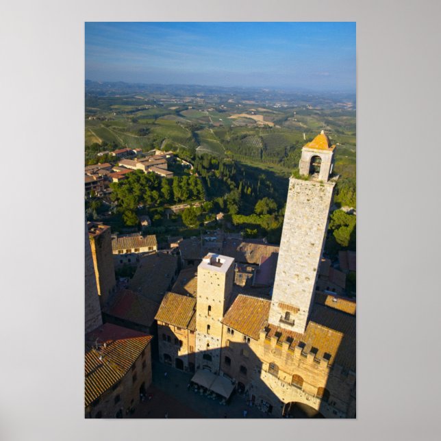 Visa från Torn, San Gimignano, Siena, Toskana Poster (Framsidan)
