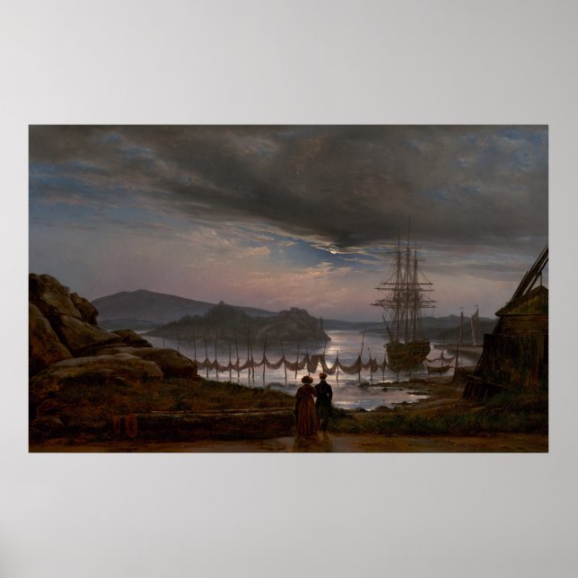 Visa från Vaekero nära Christiania av J.C Dahl Poster (Framsidan)