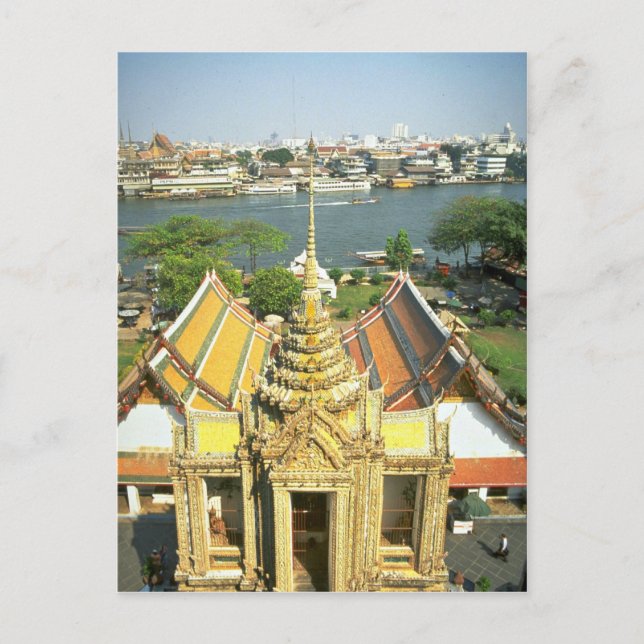 Visa från Wat Arun över Chao Phraya-floden, Bangko Vykort (Framsida)