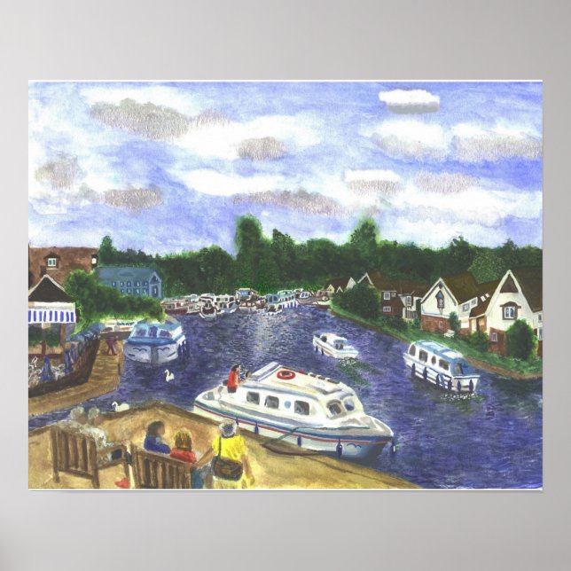 Visa från Wroxham Bridge Norfolk Broads Poster (Framsidan)
