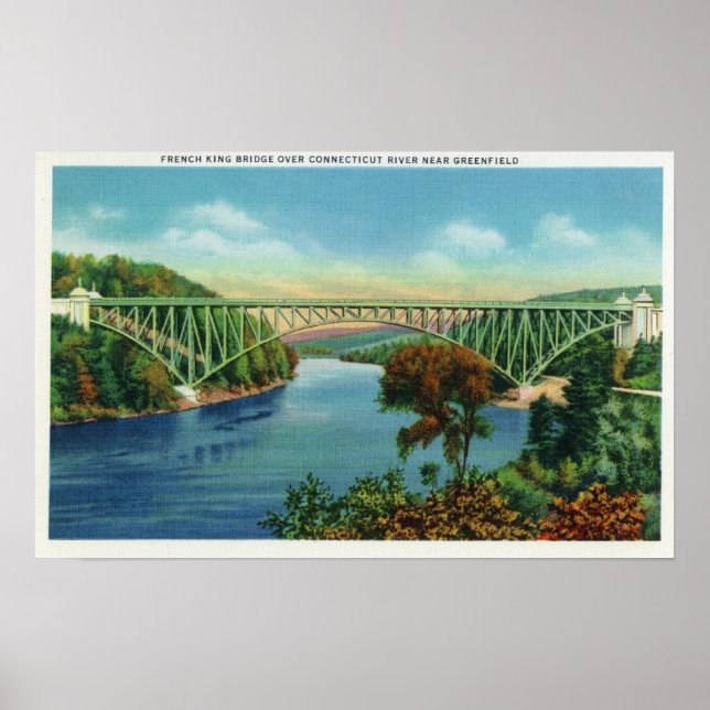 Visa Fransk Kung Bridge över Connecticut Poster (Framsidan)
