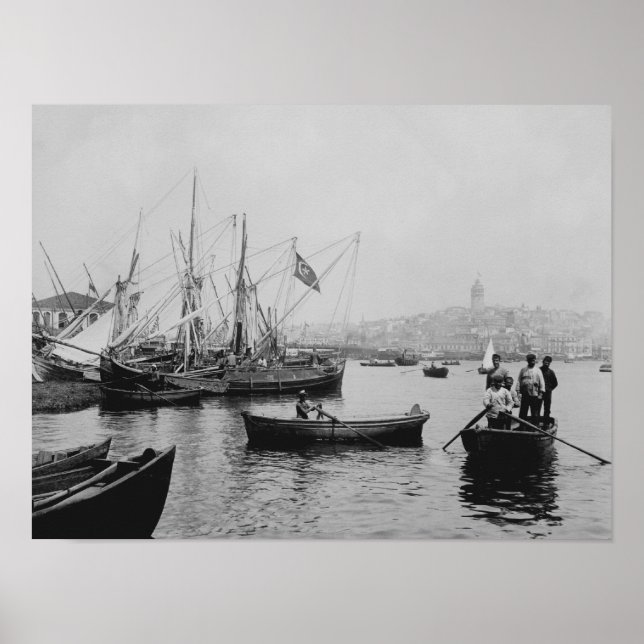Visa Galata i Istanbul från Sirkecis hamn Poster (Framsidan)
