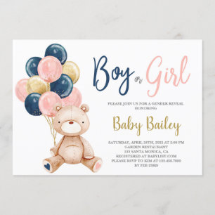 Visa Gender av nalle Inbjudningar