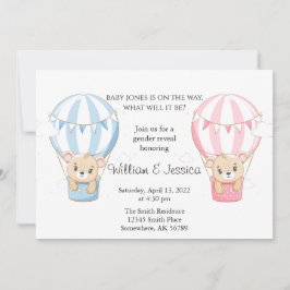 Visa Gender för nalle Luftballong Inbjudningar