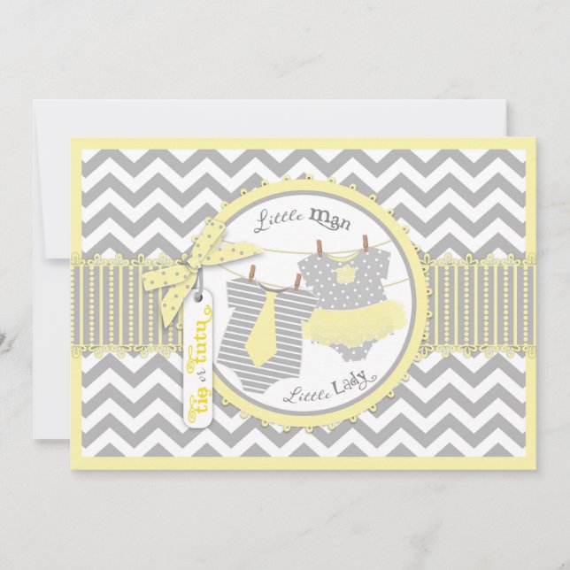 Visa Gender för utskrift av tutu eller Tie & Chevr Inbjudningar (Framsida)