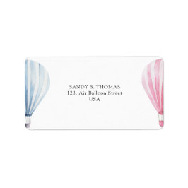 Visa Genderna Watercolor Luft Balloons Adressetikett