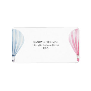 Visa Genderna Watercolor Luft Balloons Adressetikett