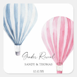 Visa Genderna Watercolor Luft Balloons Fyrkantigt Klistermärke