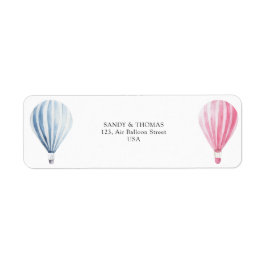 Visa Genderna Watercolor Luft Balloons Returadress Etikett