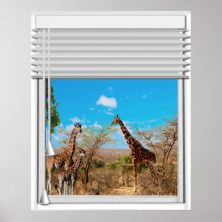 Visa Giraffes Fake Window Poster