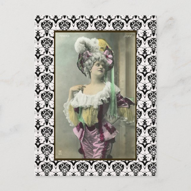 Visa Girl Risque Fransk Dancer Vykort (Framsida)