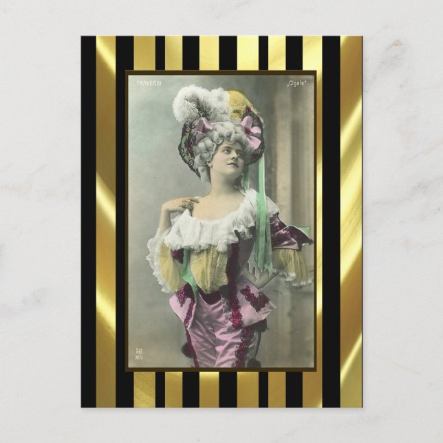 Visa Girl Risque Fransk Dancer Vykort (Framsida)