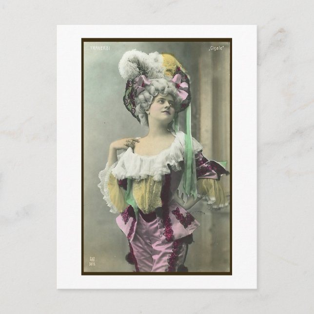 Visa Girl Risque Fransk Dancer Vykort (Framsida)