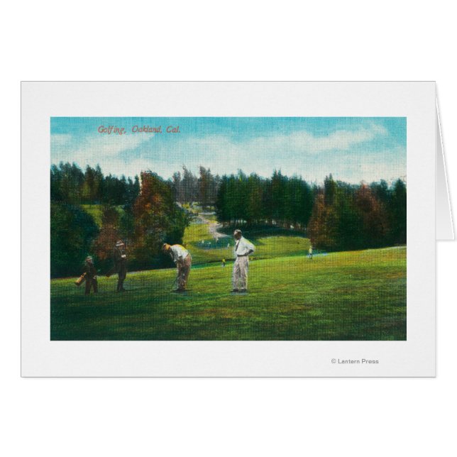 Visa Golfer Om Redo till SwingOakland, CA Hälsningskort (Framsidan Horizontal)
