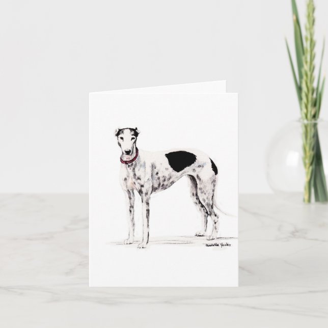 Visa Greyhound Hund Art Note Card Kort (Framsida)