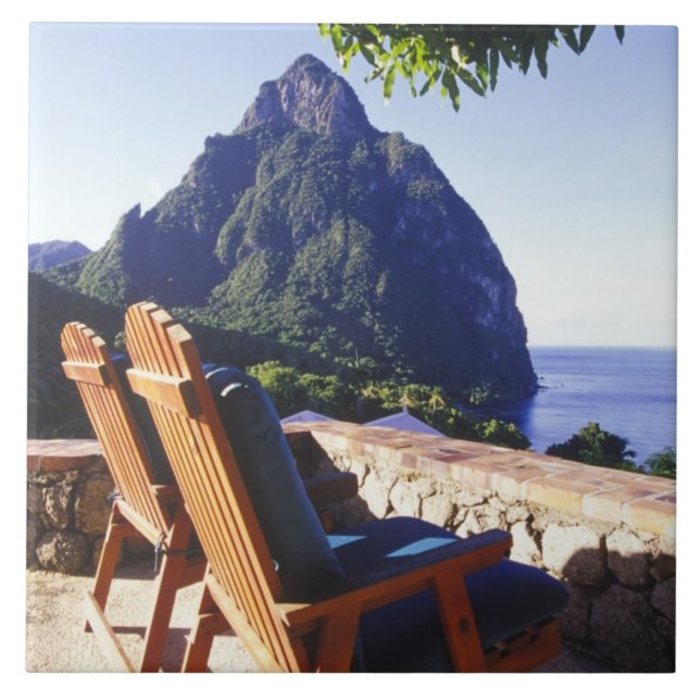 Visa Gros Piton från Stonefield Gods Villa Kakelplatta (Framsidan)