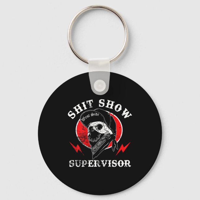 Visa handledare Cool Boy Skull Sarcastic Work Humo Nyckelring (Framsida)