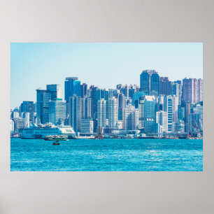 Visa Hong Kong hamn på dagtid.. asia, asian, asian Poster