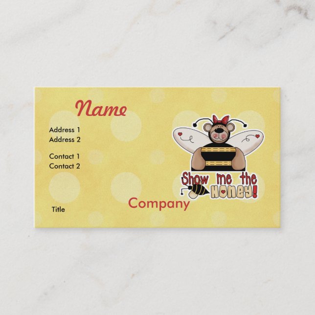 Visa honung Bumble Bear Visitkort (Framsida)