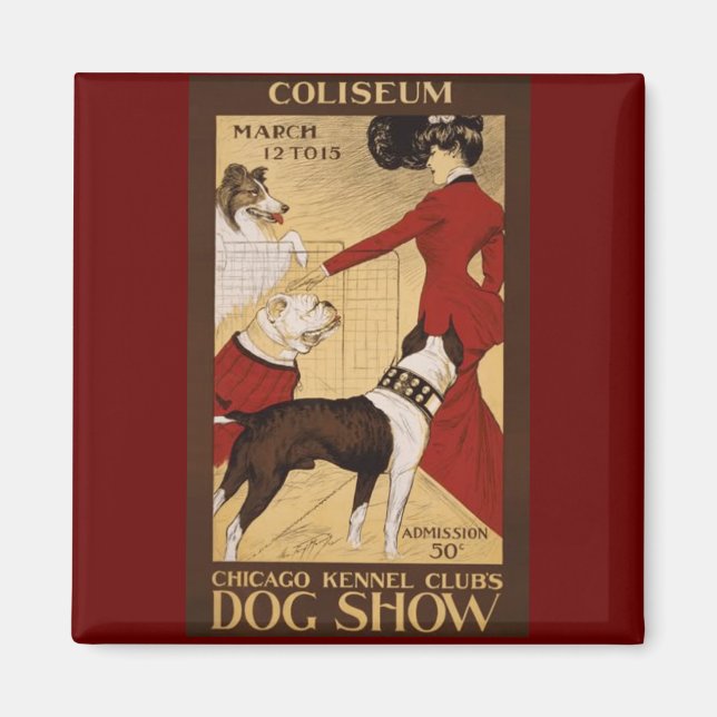 Visa Hund vintage Magnet (Framsidan)