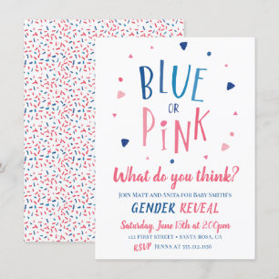 Visa inbjudan om blått eller rosa gender