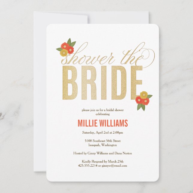 Visa inbjudan till Bride Glitter & Blommigt Shower (Framsida)
