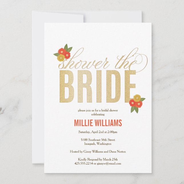 Visa inbjudan till Bride Glitter & Blommigt Shower (Framsida)