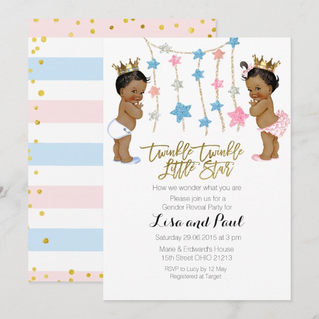Visa inbjudan till Twinkle Girl eller Boy Gender R (Fram/baksida)