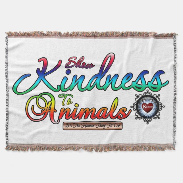 Visa indness to Animals Rainbow Typography Filt (Framsidan)
