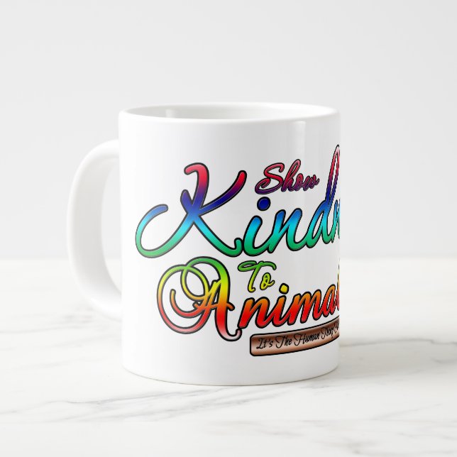 Visa indness to Animals Rainbow Typography Jumbo Mugg (Framsida vänster)