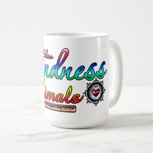 Visa indness to Animals Rainbow Typography Kaffemugg (Framsida höger)