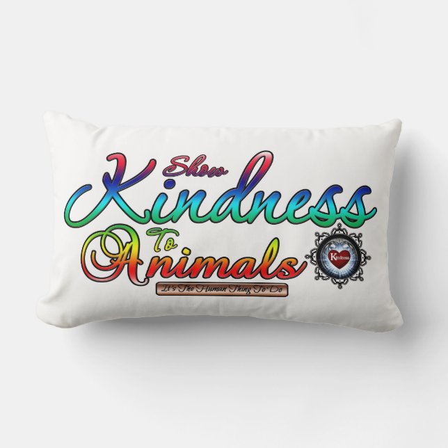 Visa indness to Animals Rainbow Typography Lumbarkudde (Framsida)
