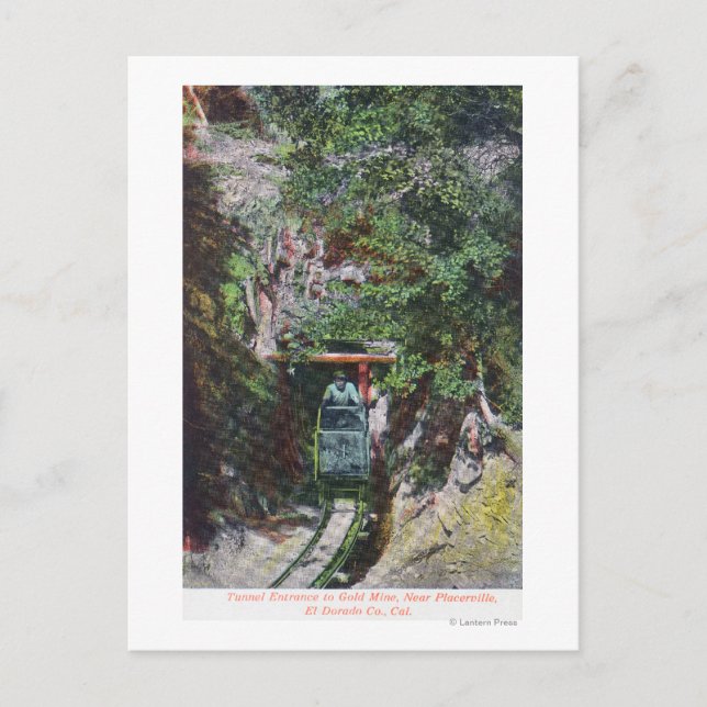 Visa ingången till Miner Exiting Tunnel till Guld Vykort (Framsida)