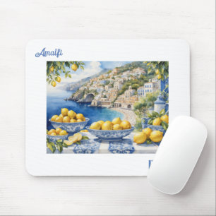Visa italienska Amalfi Kusten blå citroner Musmatta