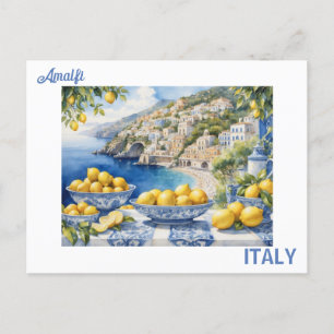 Visa italienska Amalfi Kusten blå citroner Vykort
