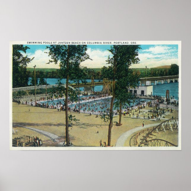 Visa Jantzen Beach Swimming Bassäng Poster (Framsidan)
