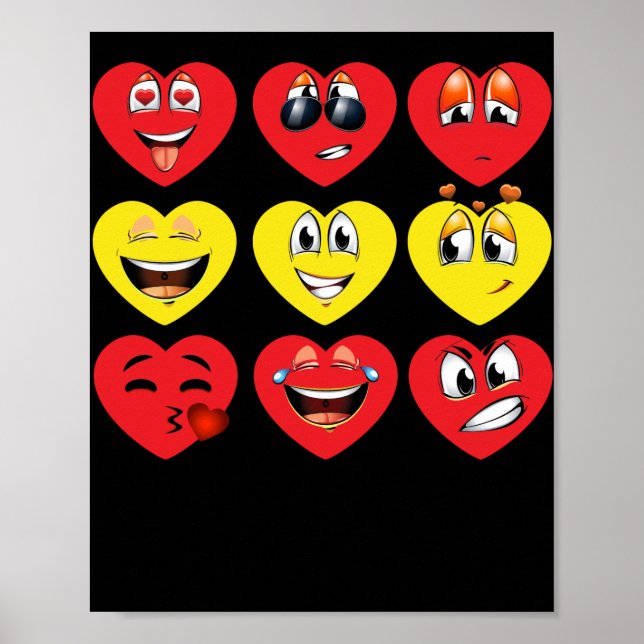 Visa Kärlek Heart Emoji för Valentines day Poster (Framsidan)