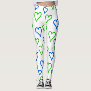 Visa konst, Sierra Leone Flagga Färg Hearts Leggings