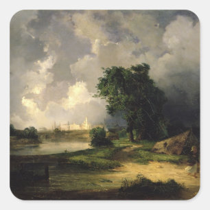 Visa Kreml i Bad Weather, 1851 Fyrkantigt Klistermärke
