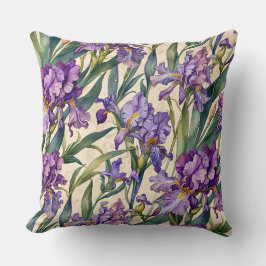 Visa Lila Iris på Ecru-Rullan Kudde