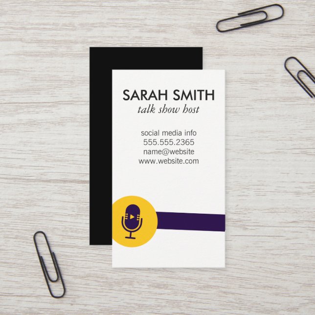 Visa Logotyp/underhållning för mikrofonsamtal Visitkort (Fram/Back In Situ)