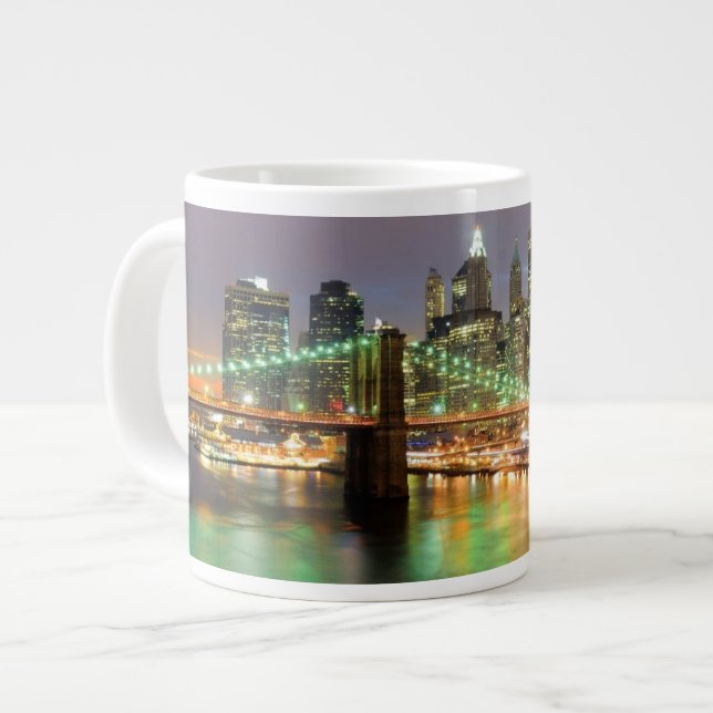 Visa Lower Manhattan och Brooklyn Bridge Jumbo Mugg (Framsida vänster)