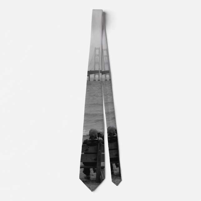 Visa Mackinac Bridge Grayscale Neck Tie Slips (Framsida)