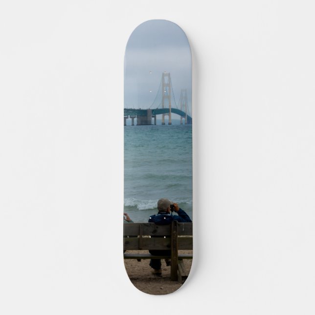 Visa Mackinac Bridge Mini Skateboard Bräda 18,5 Cm (Framsida)