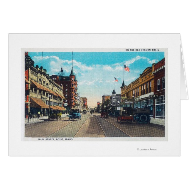 Visa Main Street med Model-T Ford Cars Hälsningskort (Framsidan Horizontal)