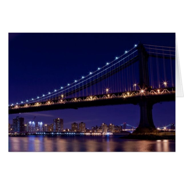 Visa Manhattan-bron på natten Hälsningskort (Framsidan Horizontal)