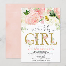 Visa med e-post den babyduschen för rosa guld inbjudningar