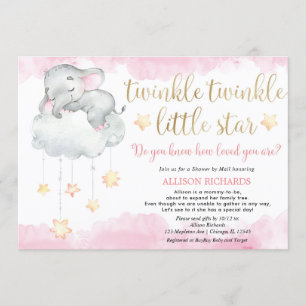 Visa med e-post Twinkle twinkle Little Star rosa Inbjudningar